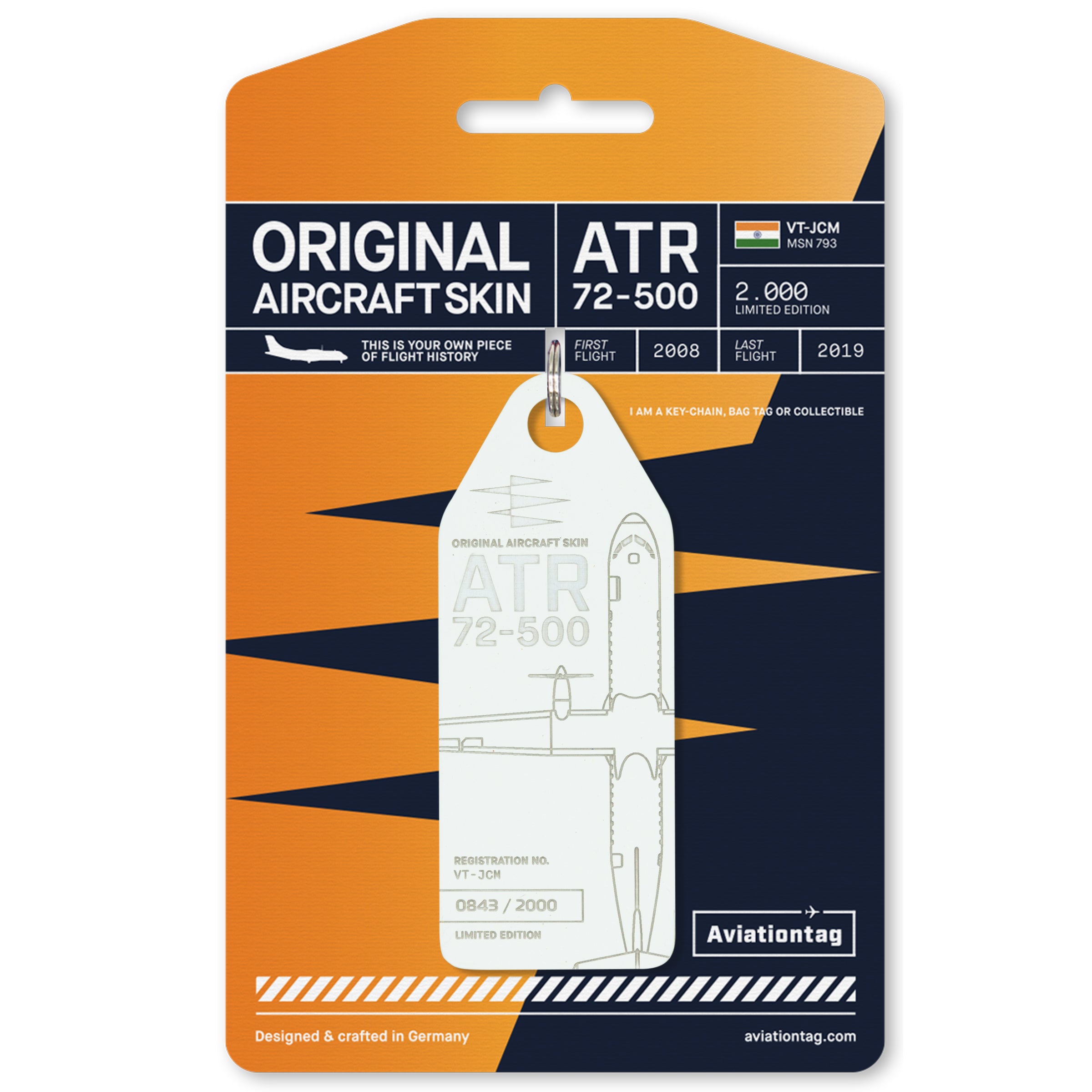 ATR 72 - Aviationtag VT-JCM Baggage Tag Editon White