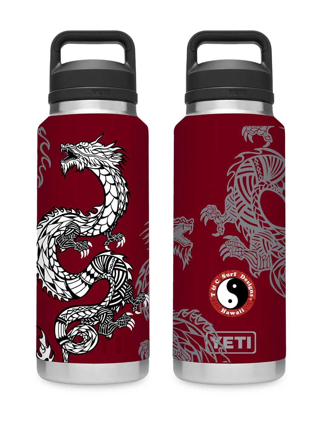 T&C Surf 36 oz Dragon Island Rambler Yeti Bottle with Chug Cap