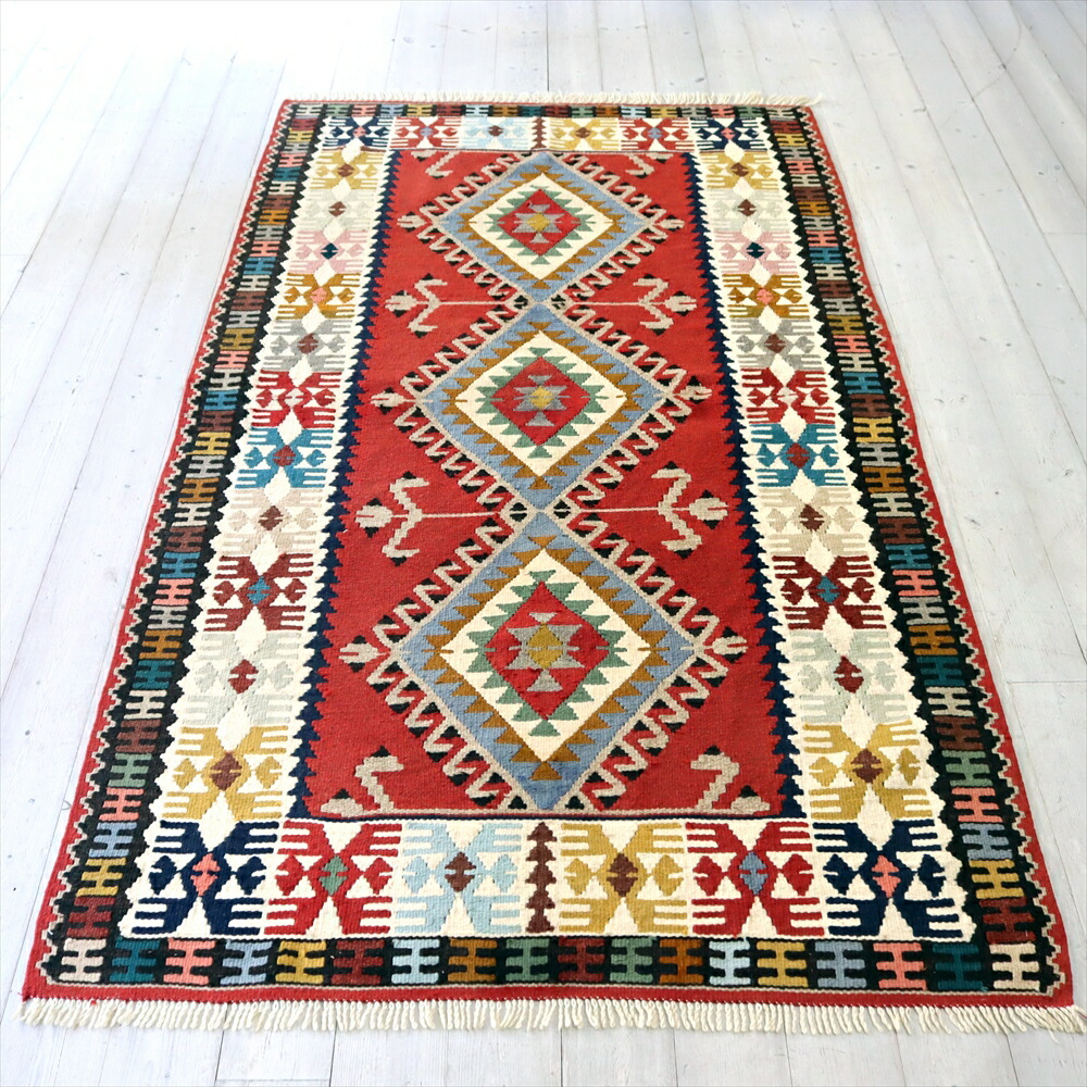 楽天市場】トルコの手織りキリム ヤイヤル197×109cmドラゴンのモチーフ