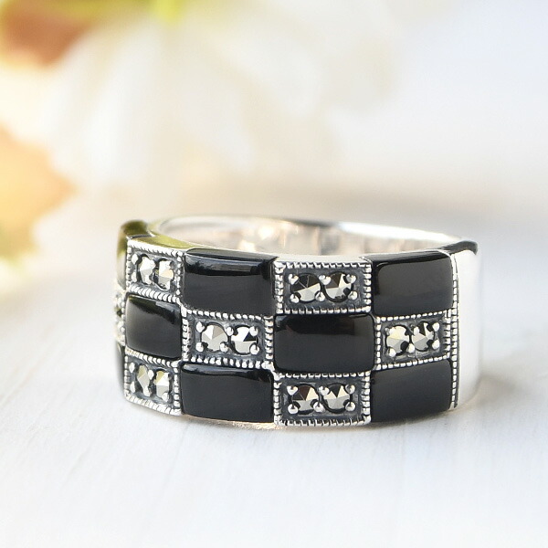 楽天市場】碌山 オニキス マルカジット リング シックなモノトーン