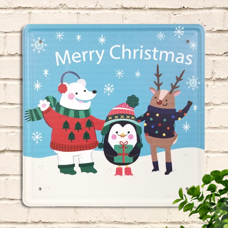 楽天市場】クリスマス イラスト ブリキ看板30k ペンギン 白くま