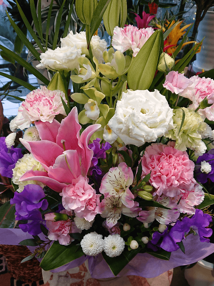 お供え ピンクゆり洋花系フラワーアレンジメント | 浜松の花屋「Amiの