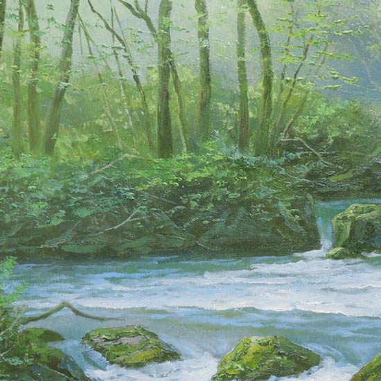 絵画 油絵 奥入瀬渓流 F50号 （関健造） 送料無料 【海・山】【肉筆