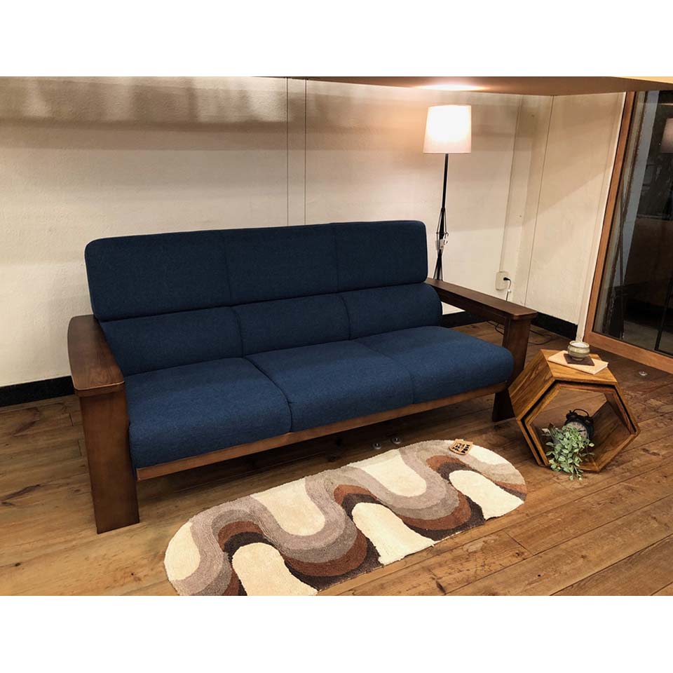 ソファNC779 3人掛け【送料・開梱設置無料】 ブルー/ウォールナット