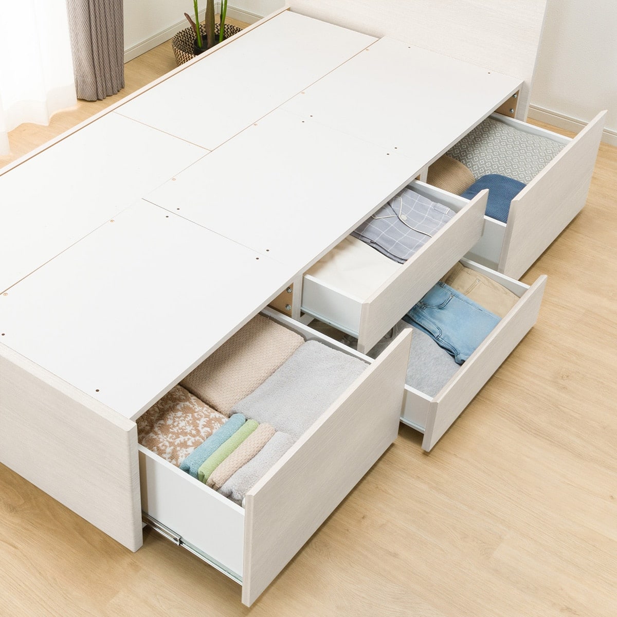 大容量収納付き】チェストベッドフレーム(シングル N-ジオF WW 40M-T