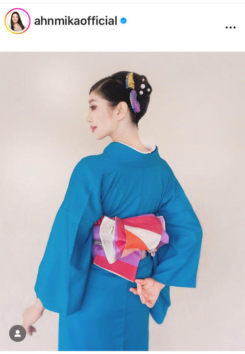 アンミカ「美しいブルー」の着物で高田純次とのツーショット公開「長年