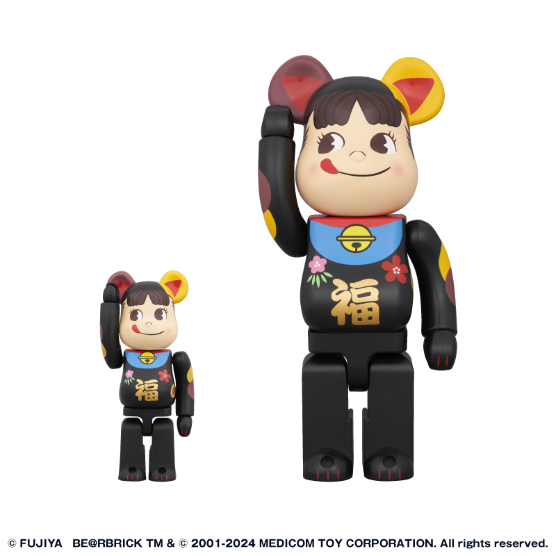 不二家「BE@RBRICK招き猫ペコちゃん 福 黒」抽選販売2月13日スタート
