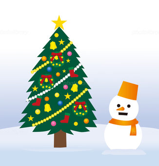クリスマスツリーと雪だるま イラスト素材 [2859818] - フォトライブラリー
