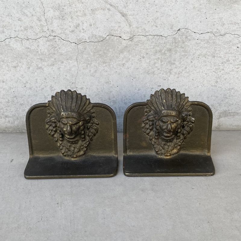 VINTAGE ANTIQUE BOOKENDS INDIAN ヴィンテージ アンティーク ブック