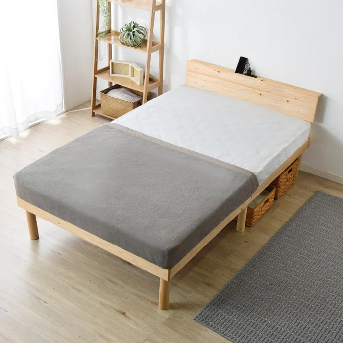 シングル] ポケットコイルマットレス付きベッド 宮付きすのこベッド 2
