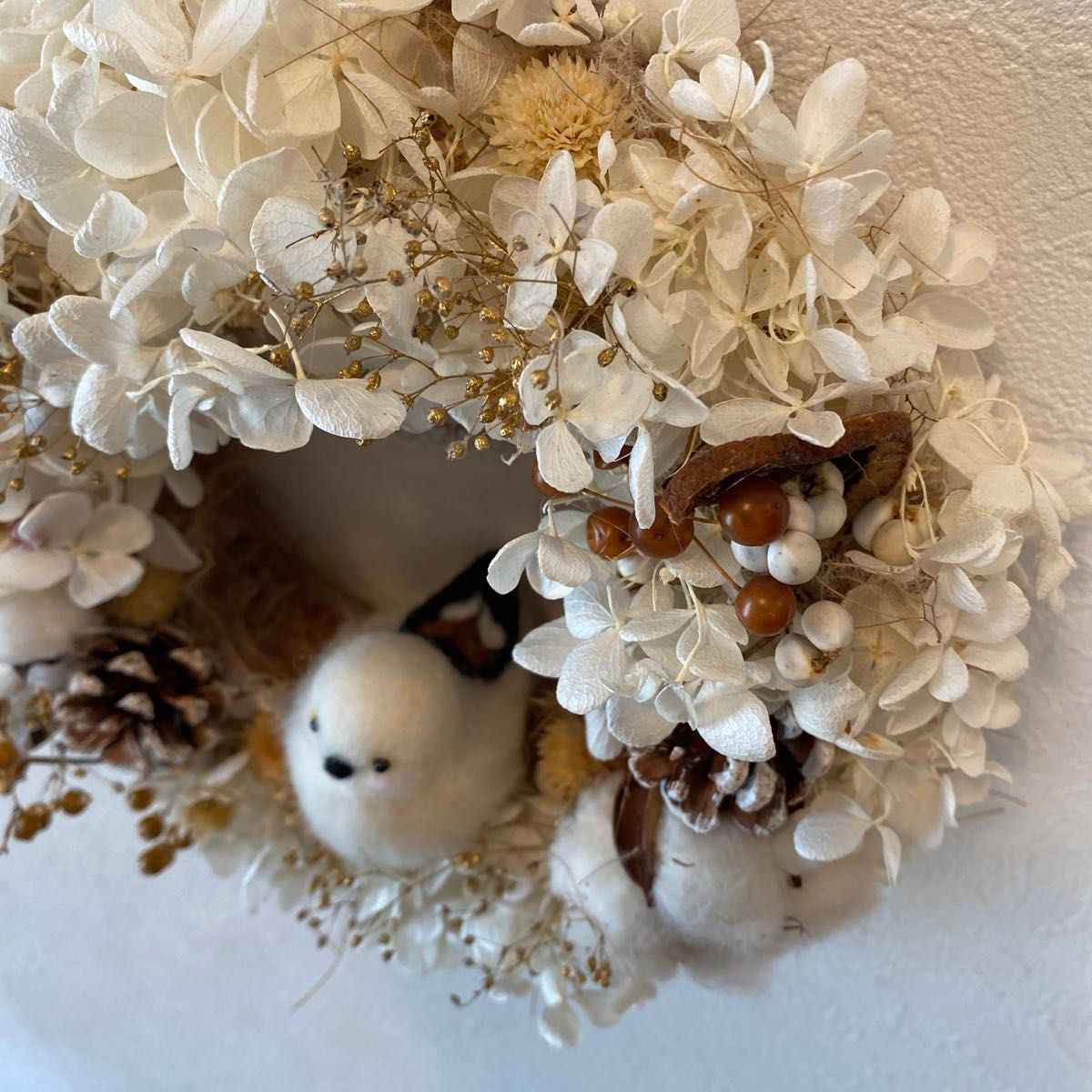 フラワーリース&羊毛フェルトシマエナガさん｜Yahoo!フリマ（旧PayPay