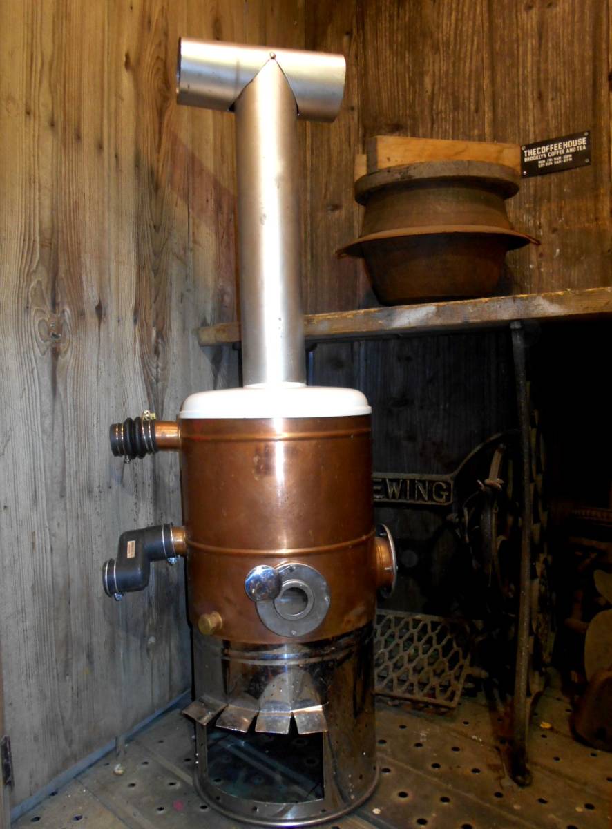 Yahoo!オークション - 薪風呂釜 銅製風呂釜/鉄製羽釜付/焼却兼用/露天