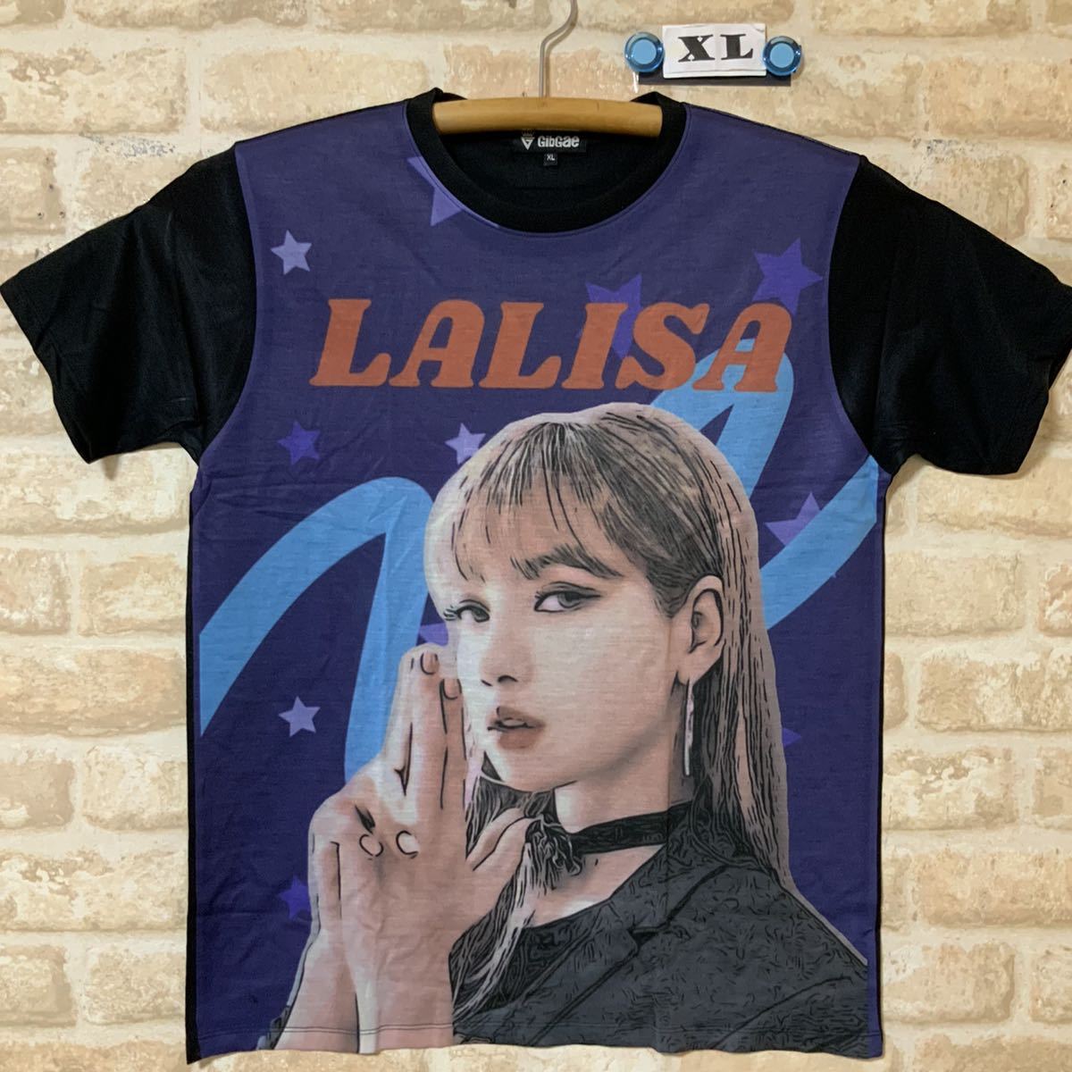 ブラックピンク LALISA リサ Tシャツ XLサイズ 管7008 海外製