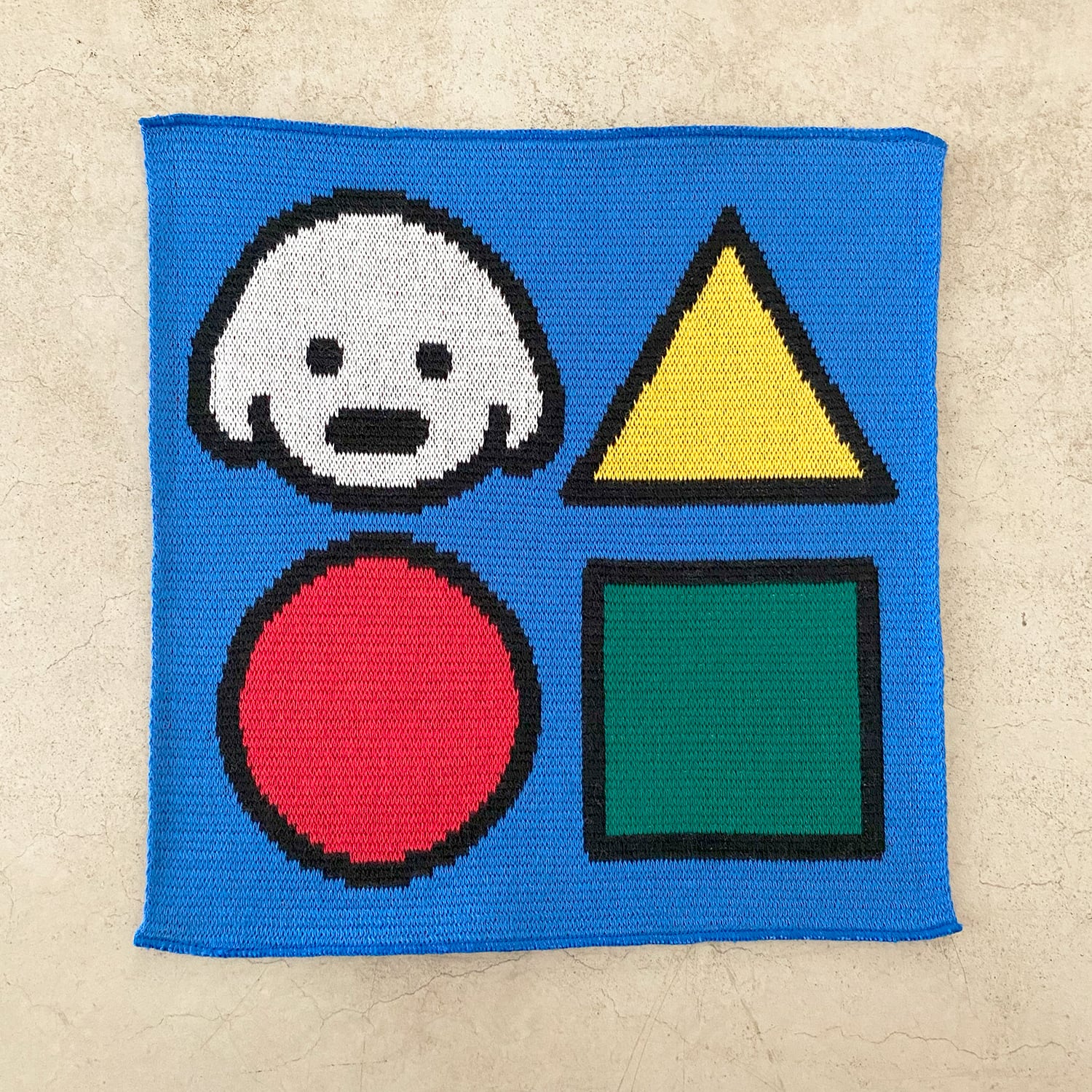 matsui】KNIT HANDKERCHIEF まる・さんかく・しかく・いぬ ニット