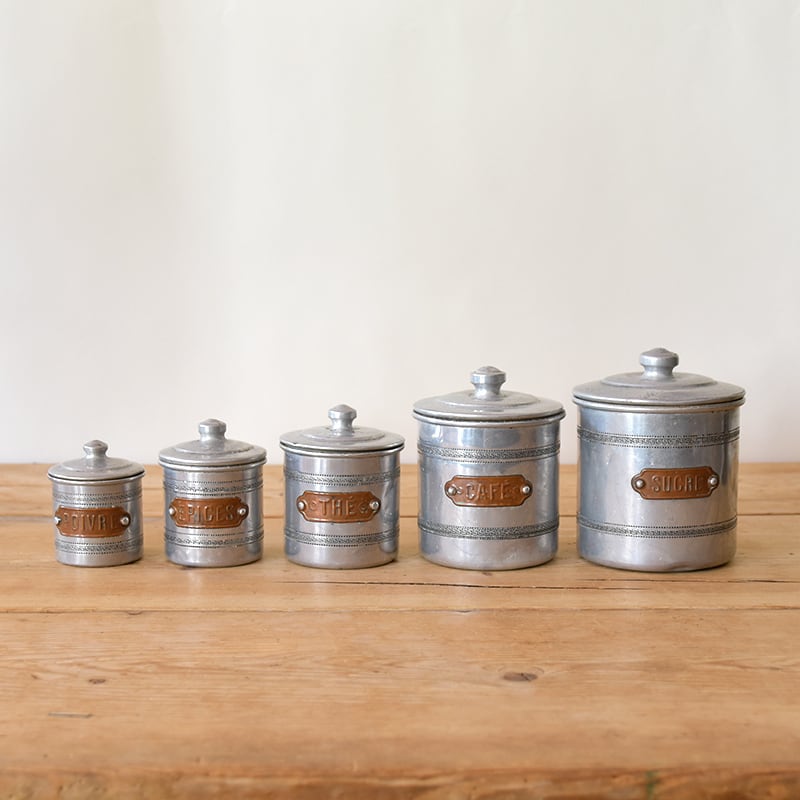 French Aluminum Canister 5P set / フレンチ アルミ キャニスター 5点