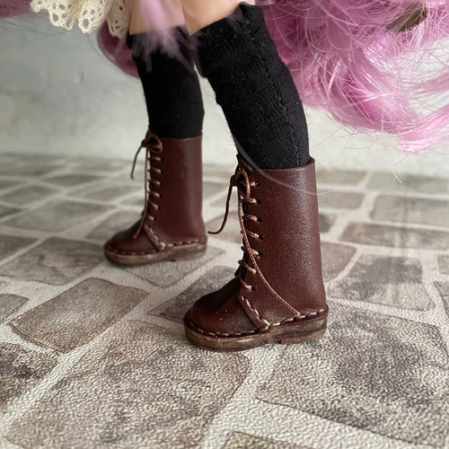 ネオブライス ピュアニーモ ブーツ シンプルレースアップブーツ こげ茶