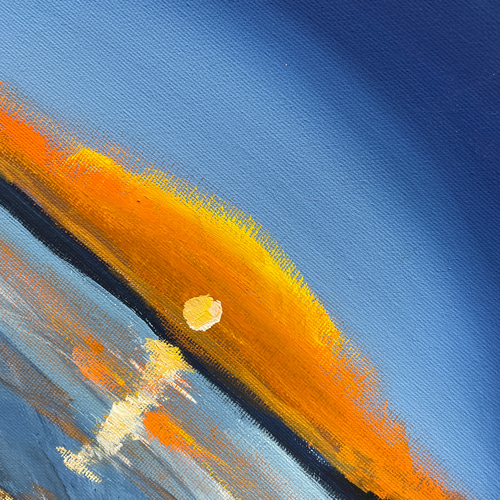 朝焼け 海 夕焼け 朝日 太陽 原画 アクリル画 イラスト キャンバス