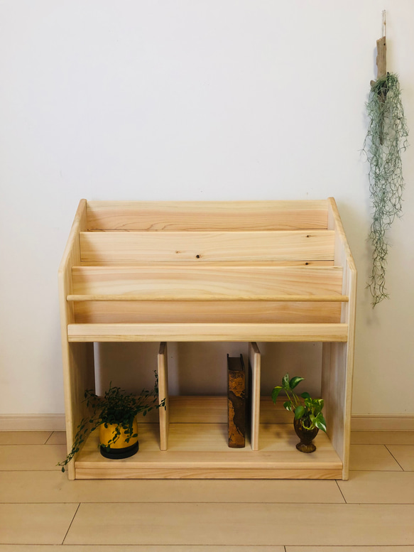 ひのきの絵本棚 檜 ブックシェルフ 桧 本棚 無垢材家具 オイル仕上げ