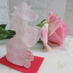 No.CR-362 天然石 ＜彫刻置物＞ ローズクォーツ 馬 196g 天然石