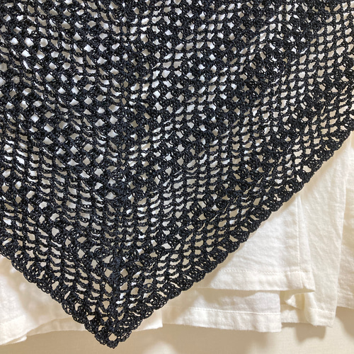 夏糸のまっくろ三角ショール ( 大判 ) ＊ ストール はなりんご 通販