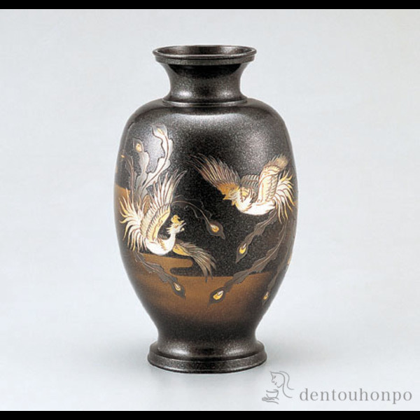 送料無料】 銅製花瓶 鳳祥 鳳凰 12号 / 花瓶 フラワーベース 花器 仏間