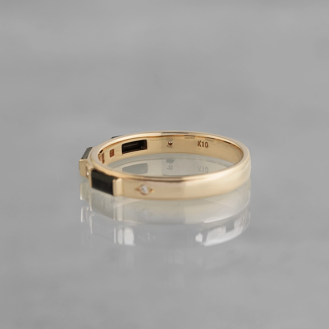 Obsidian baguette-cut ring /神津島オブシディアン[受注生産