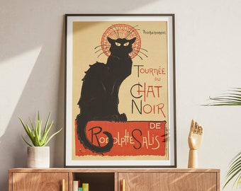Le Chat Noirのポスター：ヴィンテージのフランスの黒猫プリント