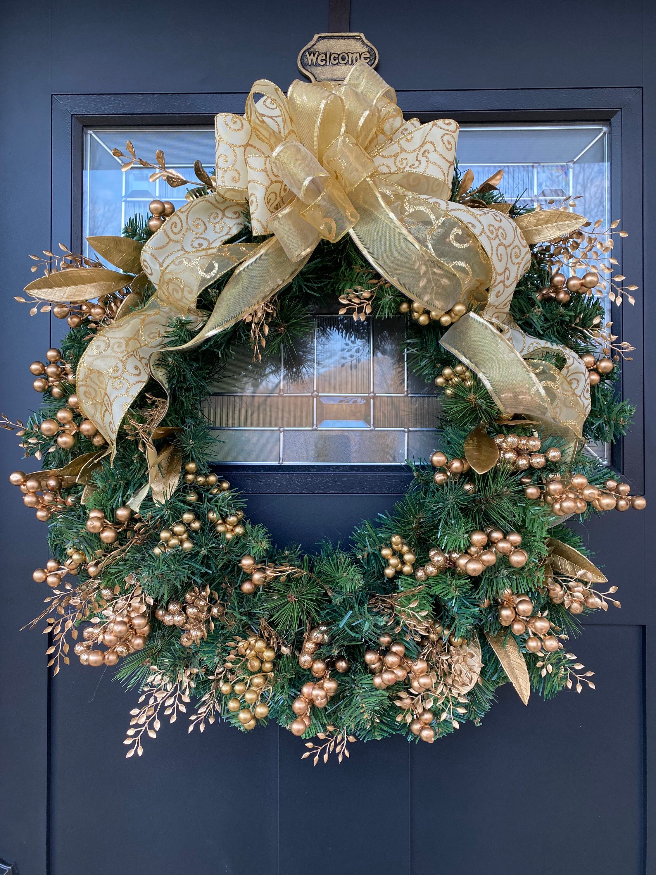 Gold Berry Christmas Wreath, Holiday Wreath, Holiday Decor - Etsy