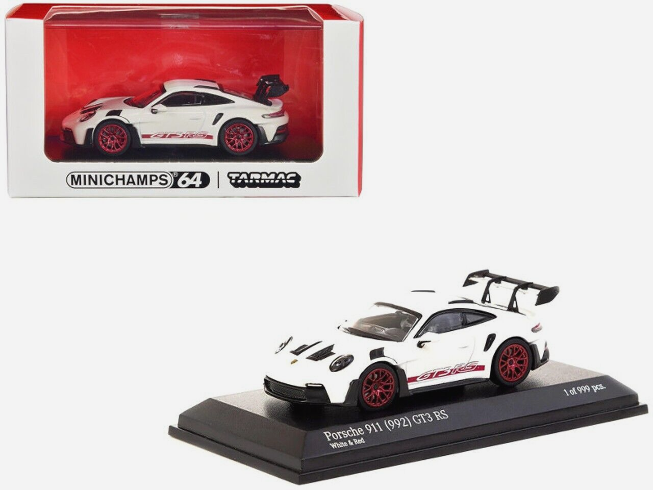1/64 Porsche 911 992 GT3 RS 2022 White Red Model Minichamps x