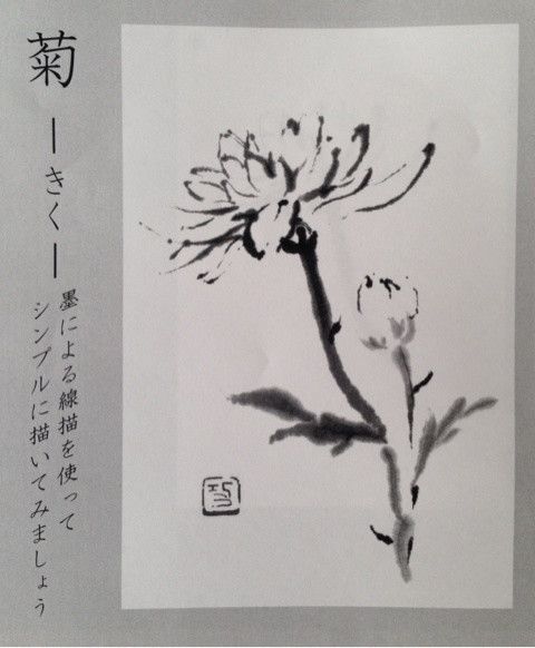 菊を水墨画で』