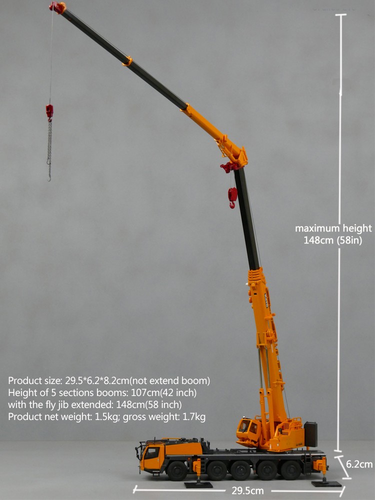 1:50 Japan KATO KA1300 Truck Crane Model Hoist Replica Yellow 5
