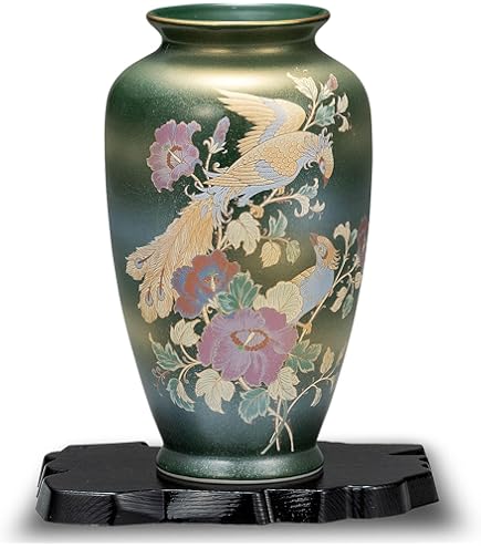 Amazon.co.jp: 九谷の花瓶【九谷焼】 8号花瓶 金箔鶴連山 : ホーム