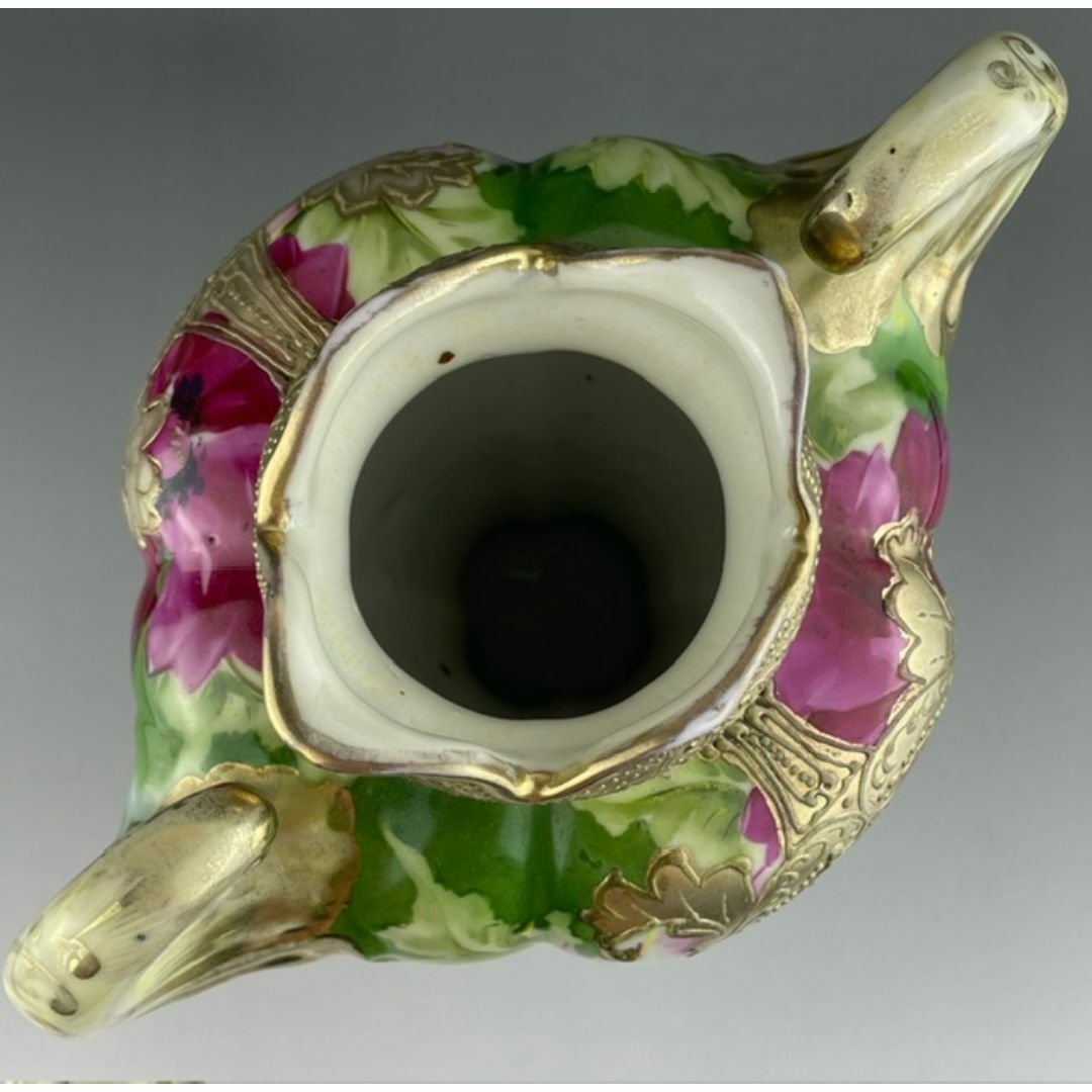 大型】オールドニッポン 約30㎝ 芥子紋花瓶 アールヌーボー 金盛り