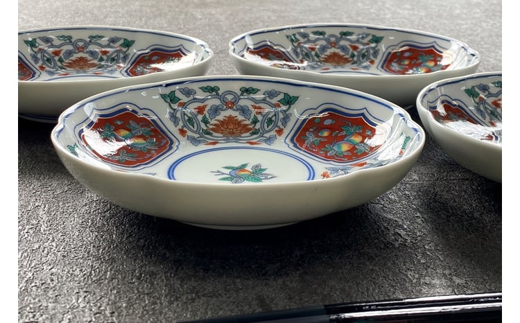 有田焼 其泉 草花果実文 銘々皿 16cm 4枚セット【 賞美堂本店】器
