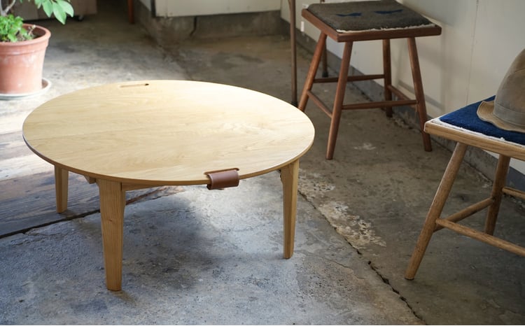 折りたたみちゃぶ台 円卓 手作り 木製 【Ojn Handmade Hut】 新潟県