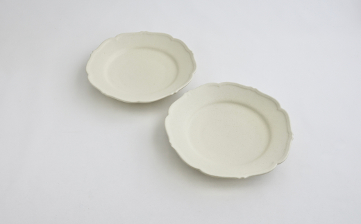 Awabi ware】輪花皿S 4枚セット（アイボリー・青マット・ベージュ
