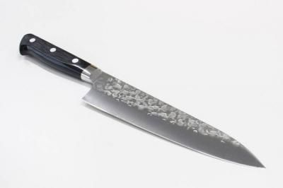 高村刃物 V10スペシャル 槌目 牛刀 黒合板柄 180mm 製造元 高村刃物製作所