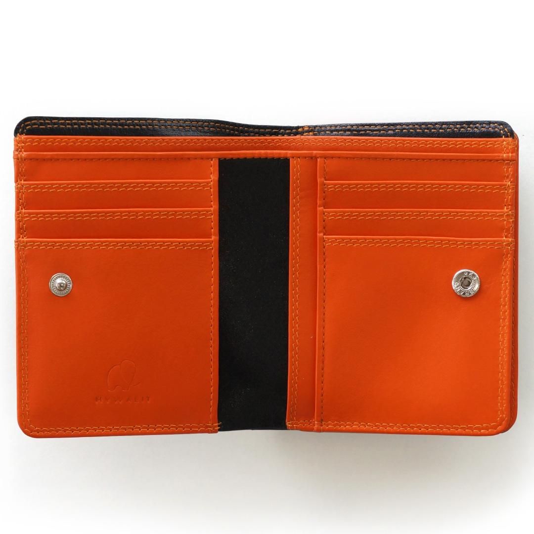 公式】mywalit マイワリット MY1366-151 2つ折財布/ブラック・オレンジ