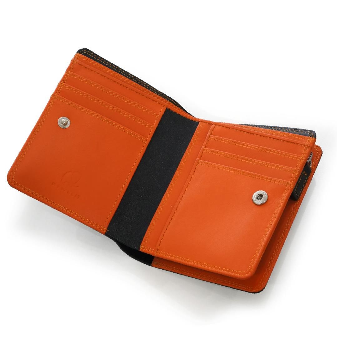 公式】mywalit マイワリット MY1366-151 2つ折財布/ブラック・オレンジ
