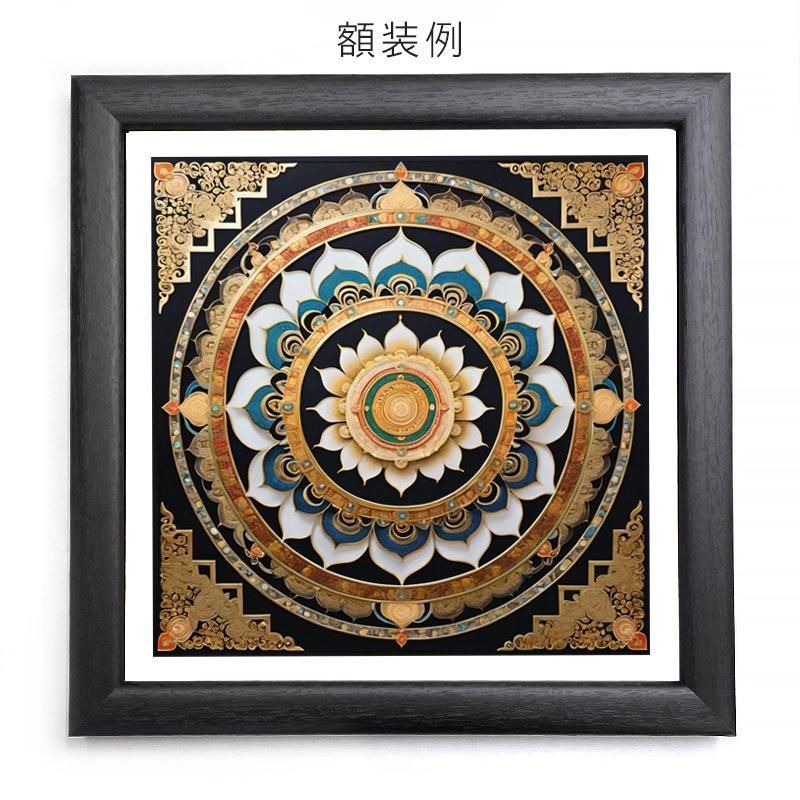 波と赤い太陽の日本画 木製フレーム付き 波と赤い太陽の日本画 木製