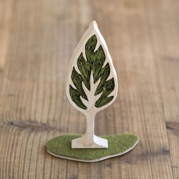 ナカヤマサトシ/壁掛けオブジェ しずく形の木 -オブジェ・壁掛け両方