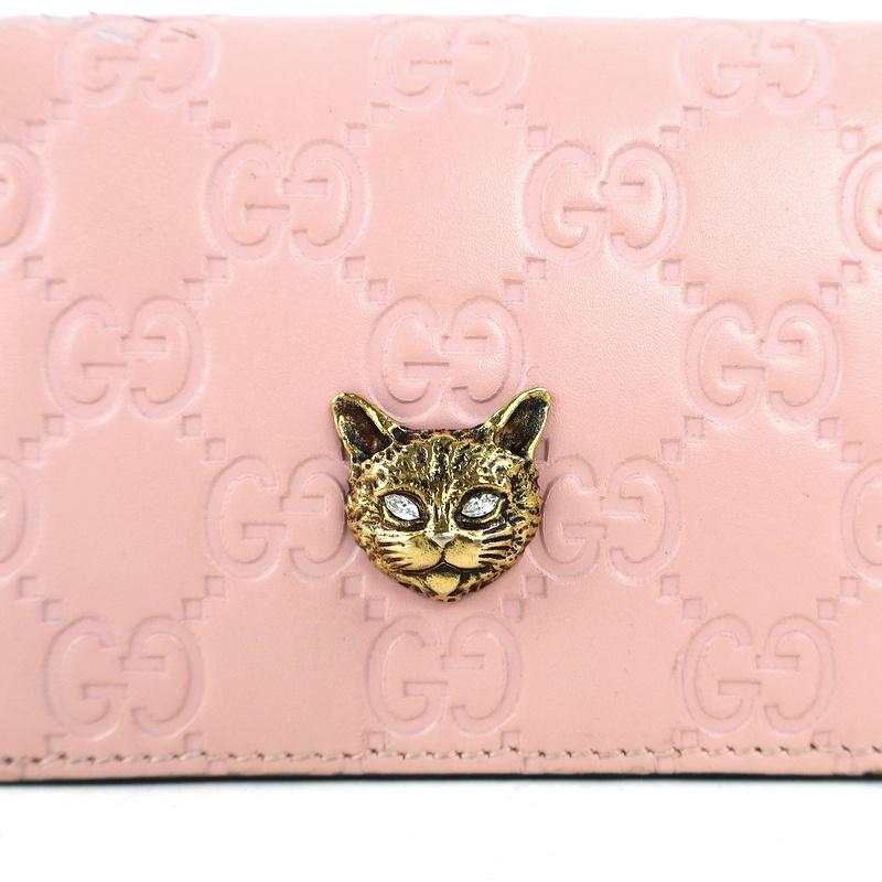 グッチシマ グッチ 財布 二つ折り レディース ピンク キャット