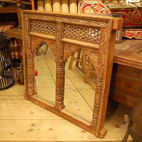 IndiaWoodMirror インド木彫窓枠ミラー インテリア アジアン家具