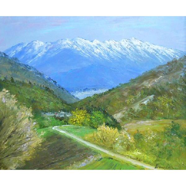 絵画 油絵 遠藤 勝 肉筆油絵 風景画 北アルプス 眺望 F10 : アートフジ