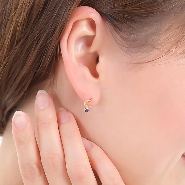 ラピスラズリ 三日月 ピアス 18k K18YG : ファッションジュエリー em