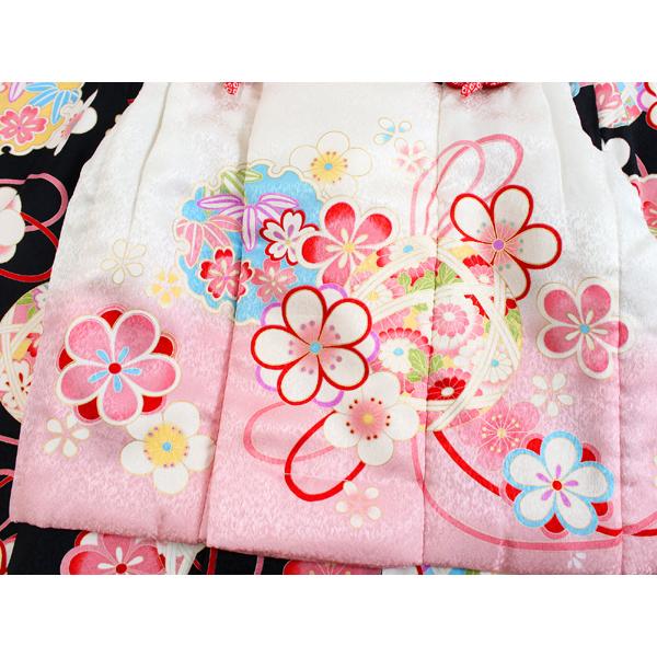 七五三 正絹 着物 6点セット 3歳 女の子 被布 黒 梅 三ツ身着物 白 鞠
