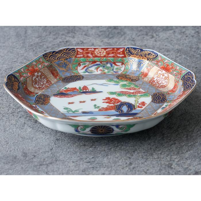 有田焼 復刻古伊万里 錦色絵六角焼皿18cm 【全国送料無料】 日本製 和