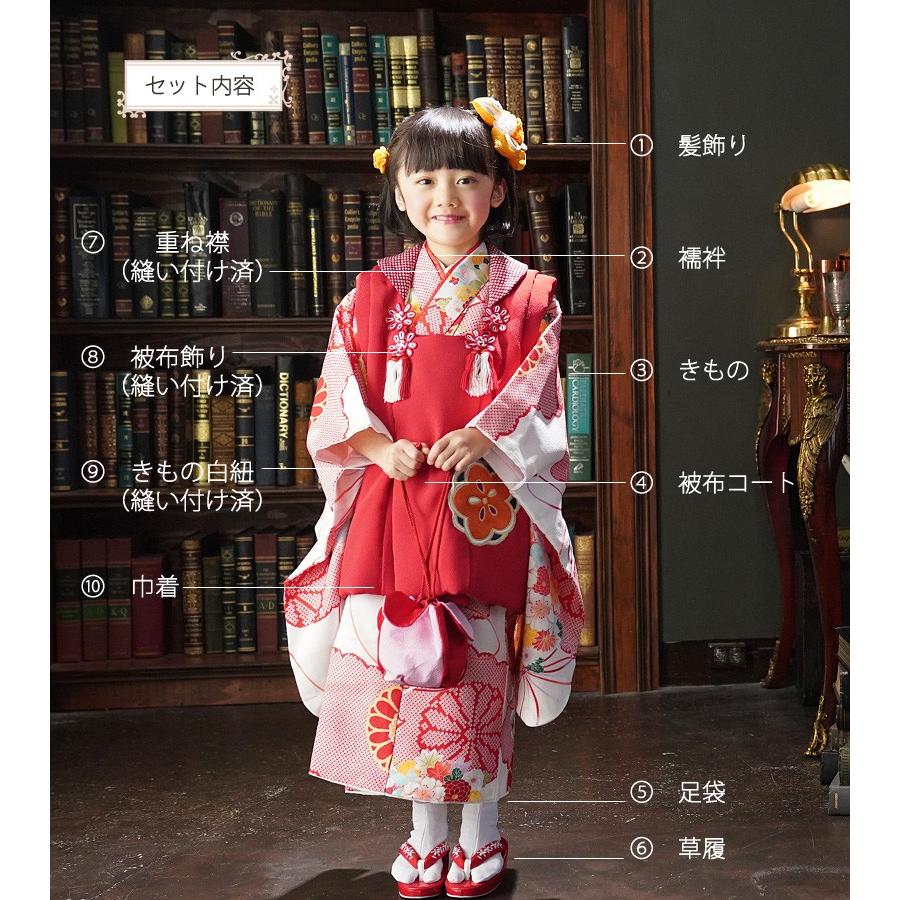 京都瑠璃雛菊 七五三 着物 3歳 フルセット 購入 女の子 三才 被布 子供