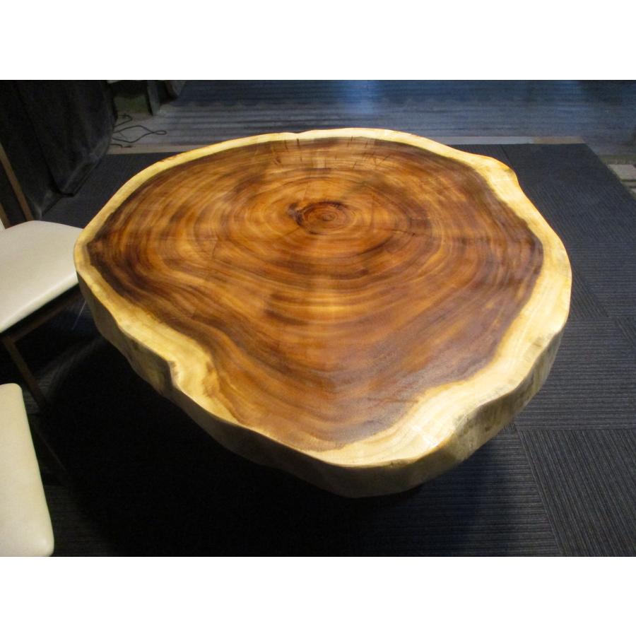878 □ モンキーポッド 丸テーブル 輪切り 豪華 高級 一枚板 テーブル