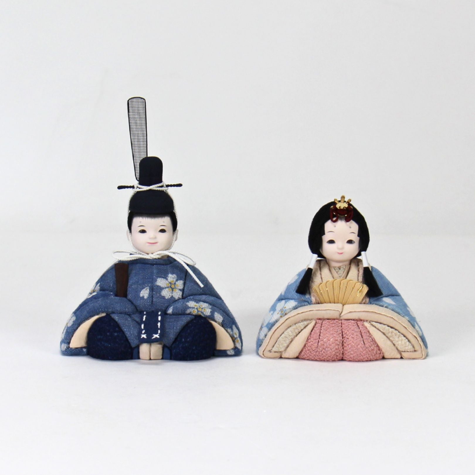 雛人形セット 藍染 | 桜柄 | 丸型グレー台 | 工房 縫nui